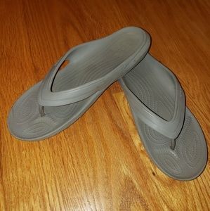 Grey Croc Flip Flops